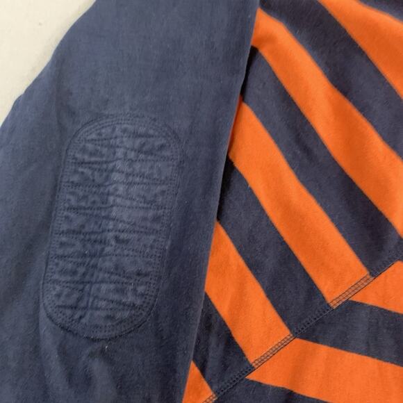 Old Navy Orange & Navy Striped Long Sleeve Collared Rugby Shirt Men's 3XL Polo - Picture 2 of 8